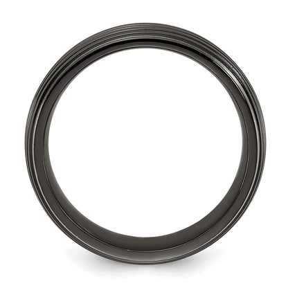 Titan Schwarz Ti Gerillt Bicolor 8mm Ring