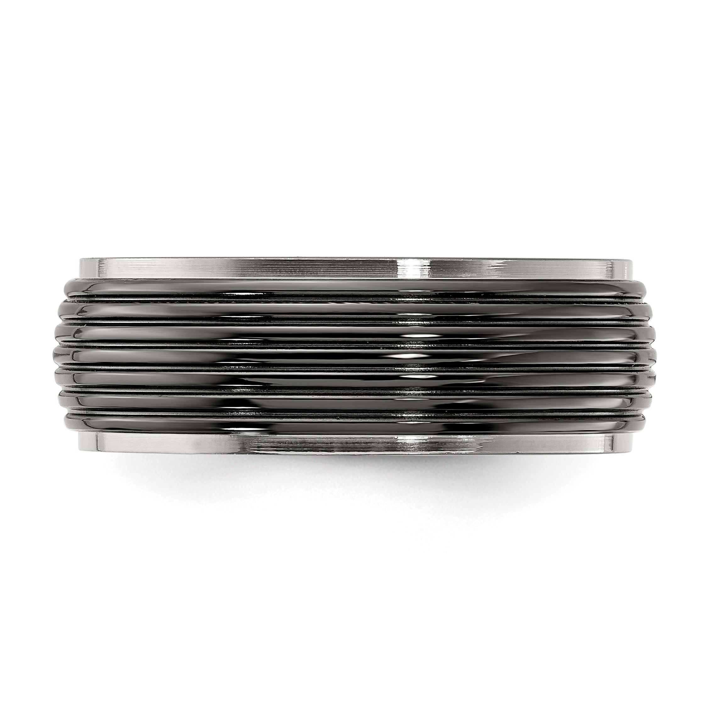 Titan Schwarz Ti Gerillt Bicolor 8mm Ring