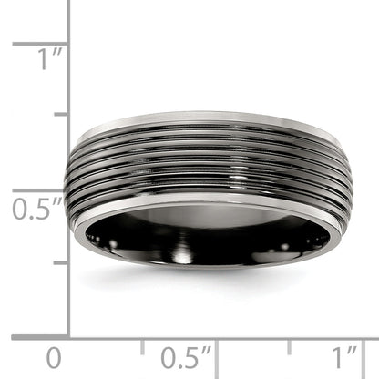 Titan Schwarz Ti Gerillt Bicolor 8mm Ring