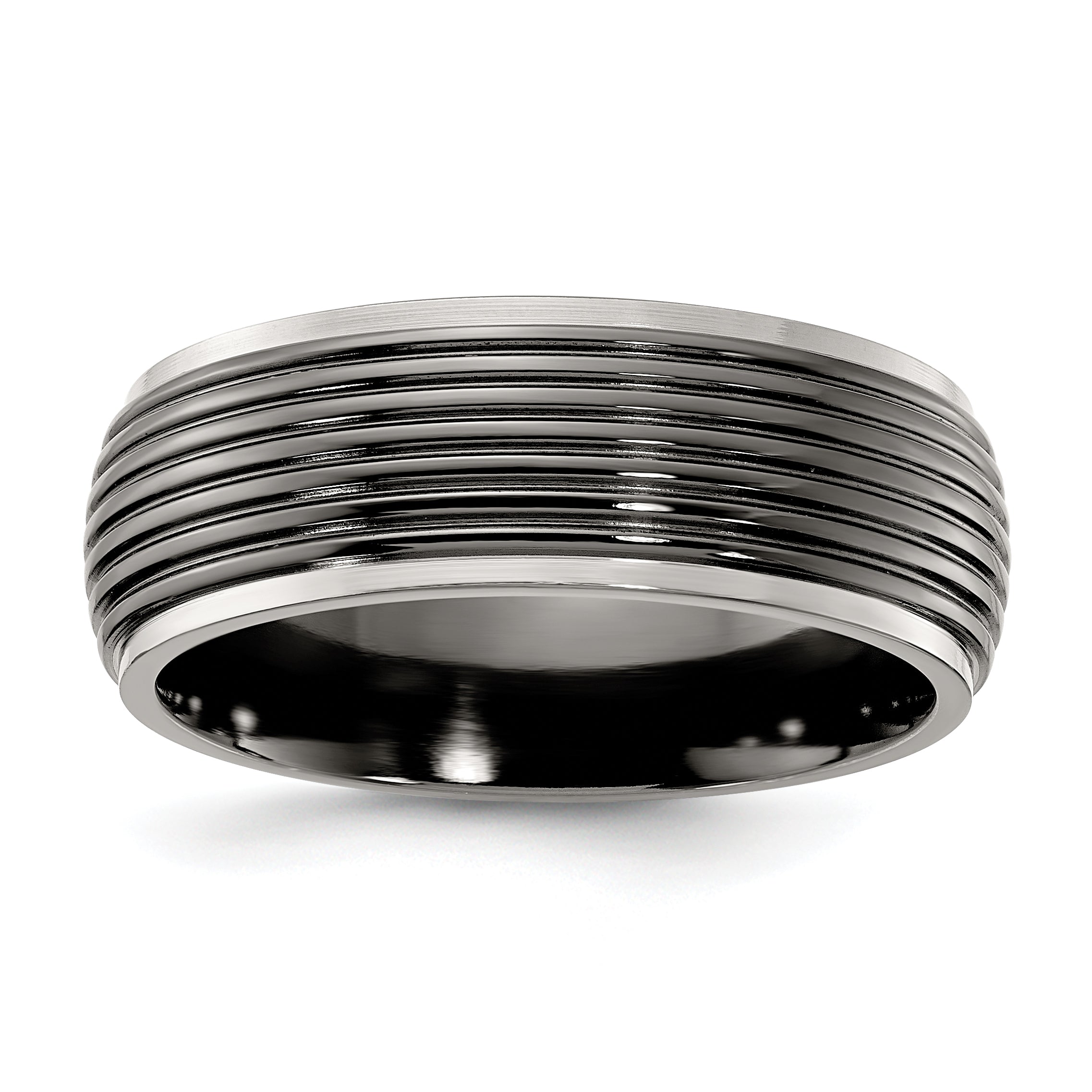 Titan Schwarz Ti Gerillt Bicolor 8mm Ring