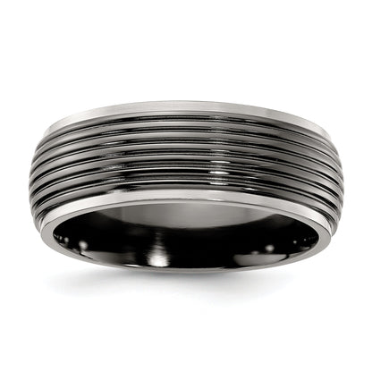 Titan Schwarz Ti Gerillt Bicolor 8mm Ring