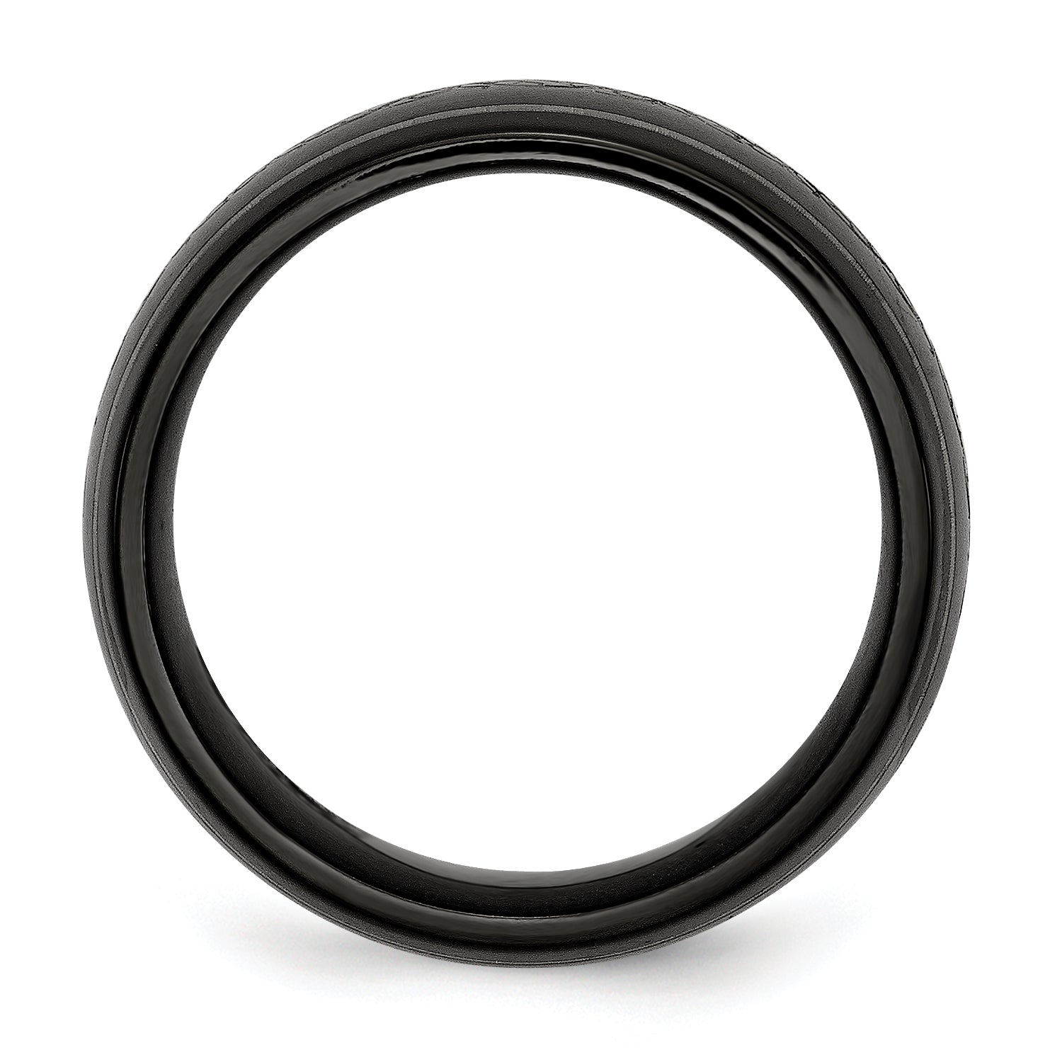 Titan Schwarz Ti Gewölbt mit Lasergraviert Muster 10mm Poliert Ring