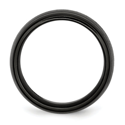 Titan Schwarz Ti Gewölbt mit Lasergraviert Muster 10mm Poliert Ring