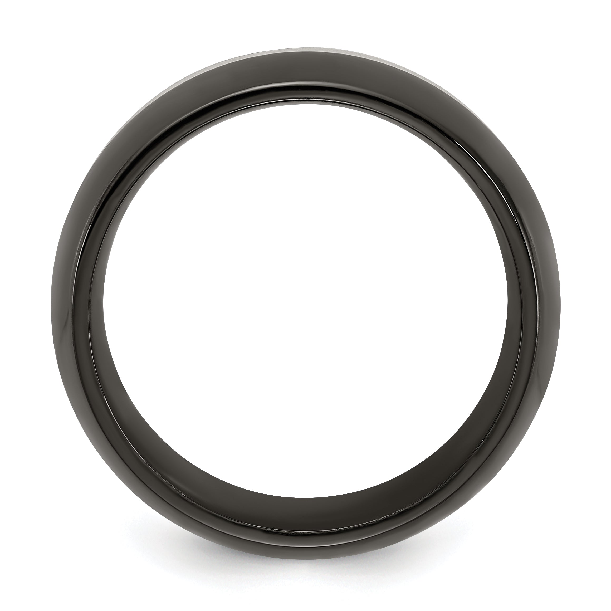 Titan/silver Bicolor Titan Schwarz Ti mit Sterlingsilber Einlage 9mm Poliert Ring