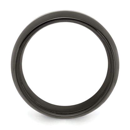 Titan/silver Bicolor Titan Schwarz Ti mit Sterlingsilber Einlage 9mm Poliert Ring