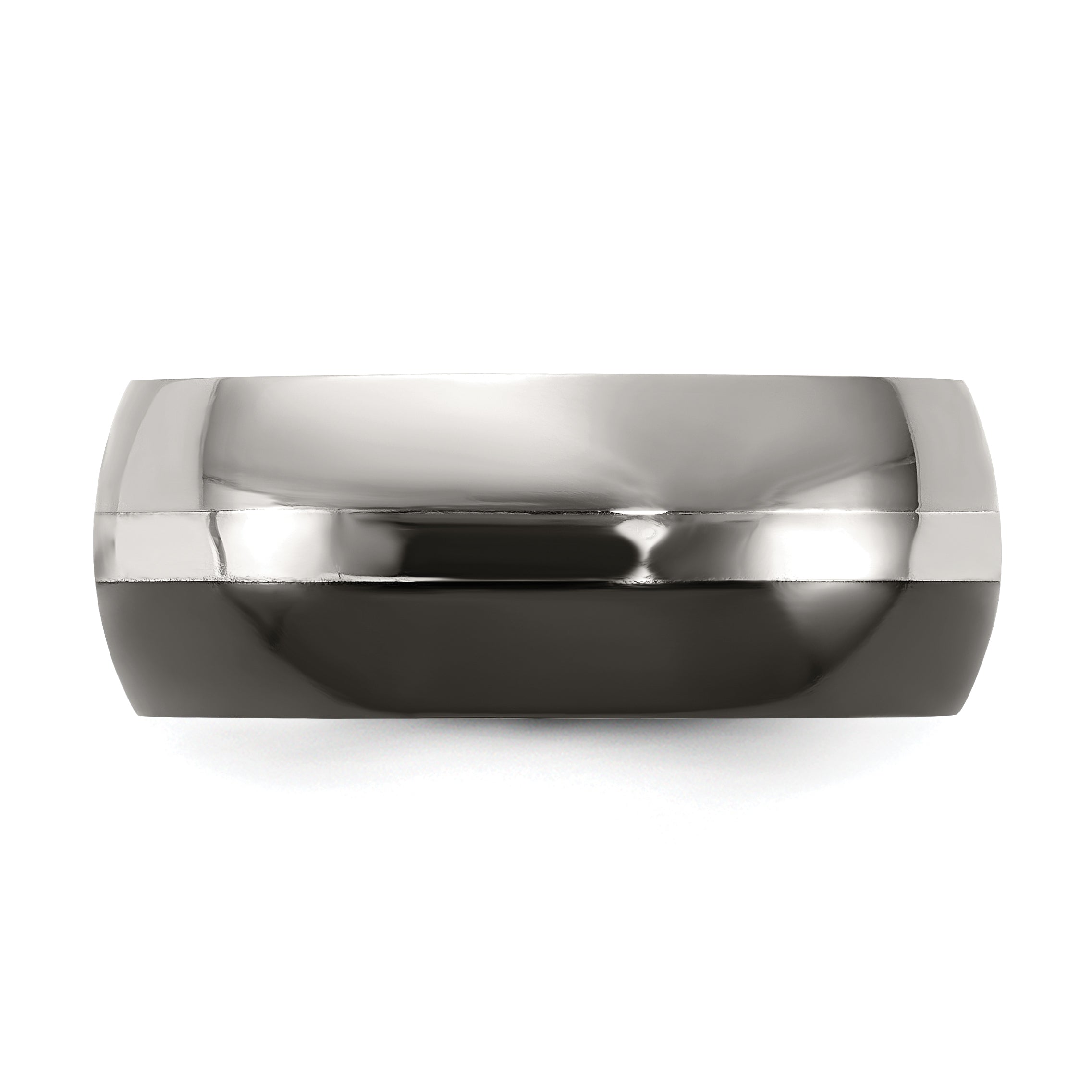 Titan/silver Bicolor Titan Schwarz Ti mit Sterlingsilber Einlage 9mm Poliert Ring