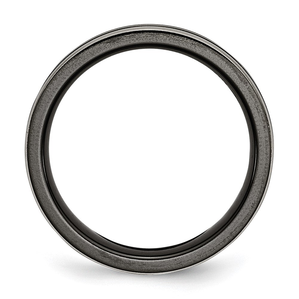 Titan Schwarz Ti mit Grau Edges 6mm Gerillt und Poliert Ring