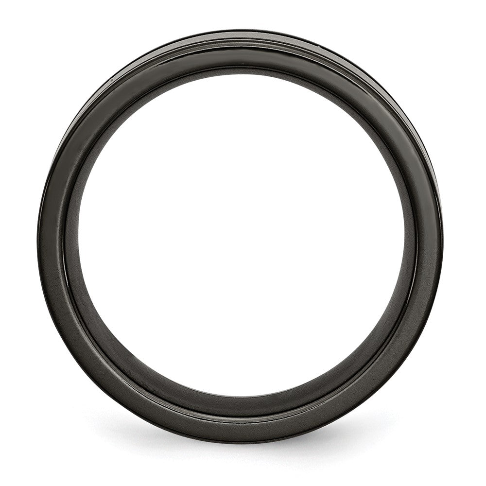 Titan Schwarz Ti Poliert Blau Anodized 8mm Gerillt Ring (size 7 Nur)