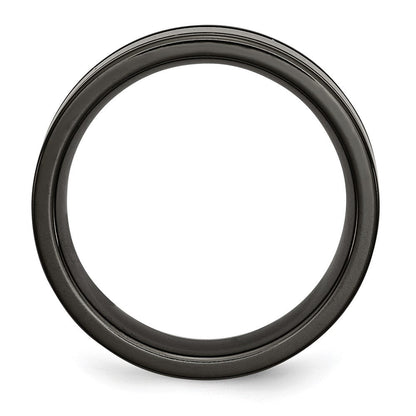 Titan Schwarz Ti Poliert Blau Anodized 8mm Gerillt Ring (size 7 Nur)