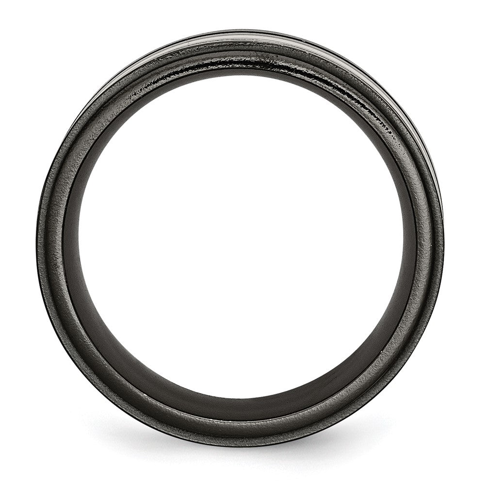 Titan/silver Bicolor Titan Schwarz Ti Mit/ Sterlingsilber Einlage Blau Anodized 10mm Ring