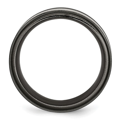 Titan/silver Bicolor Titan Schwarz Ti Mit/ Sterlingsilber Einlage Blau Anodized 10mm Ring