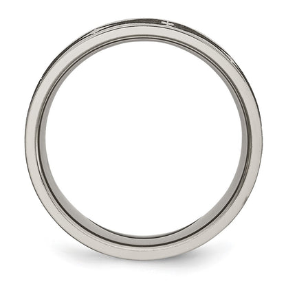 Titan Poliert Lasergraviert Design 8mm Flach Ring (size 10.5 Nur)