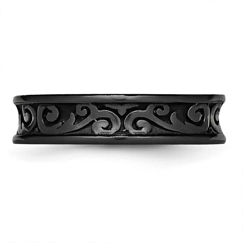 Titan Schwarz Ti Konkav 6mm Poliert Ring (size 10.5 Nur)