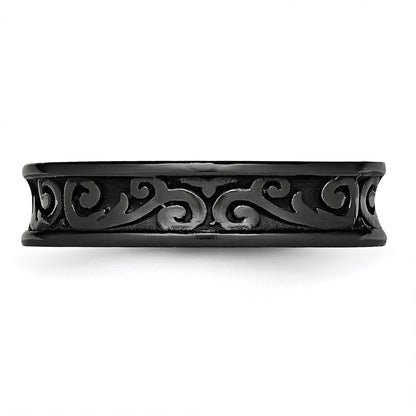 Titan Schwarz Ti Konkav 6mm Poliert Ring (size 10.5 Nur)