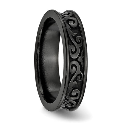 Titan Schwarz Ti Konkav 6mm Poliert Ring (size 10.5 Nur)