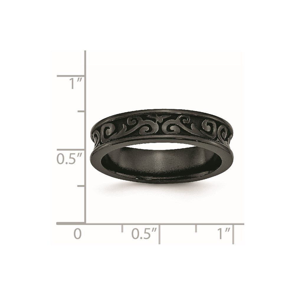 Titan Schwarz Ti Konkav 6mm Poliert Ring (size 10.5 Nur)