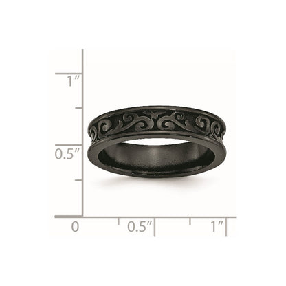 Titan Schwarz Ti Konkav 6mm Poliert Ring (size 10.5 Nur)