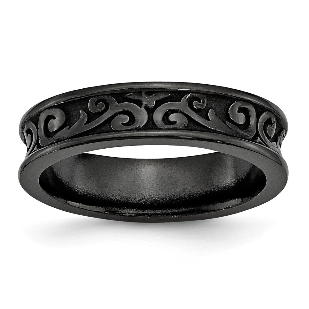 Titan Schwarz Ti Konkav 6mm Poliert Ring (size 10.5 Nur)