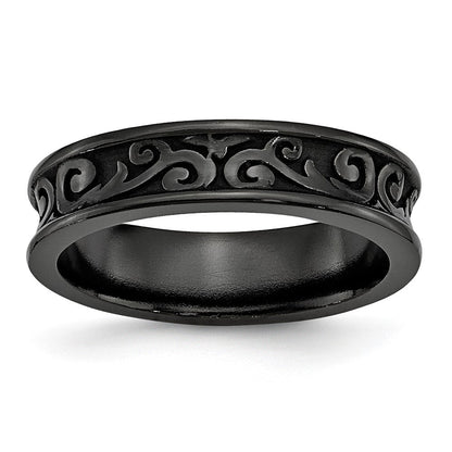 Titan Schwarz Ti Konkav 6mm Poliert Ring (size 10.5 Nur)
