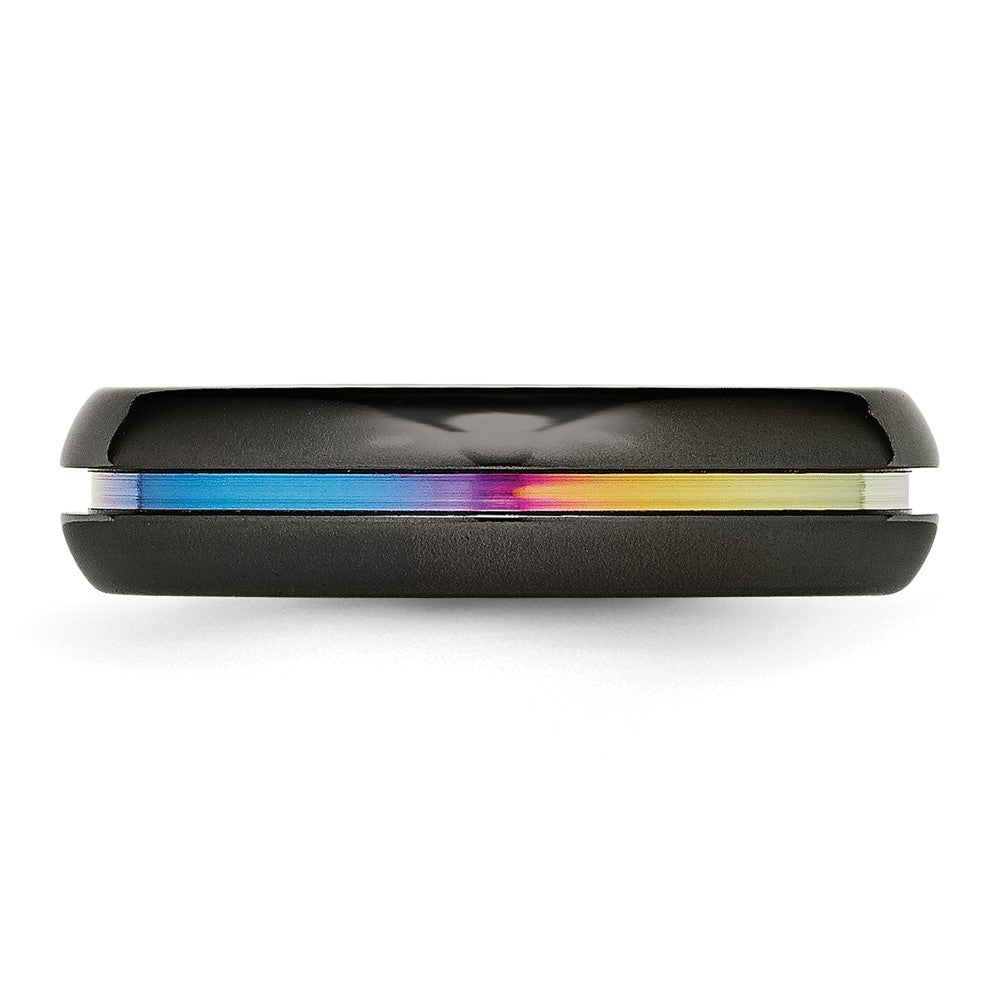 Titan Schwarz Ti Poliert Regenbogen Anodized 6mm Ring