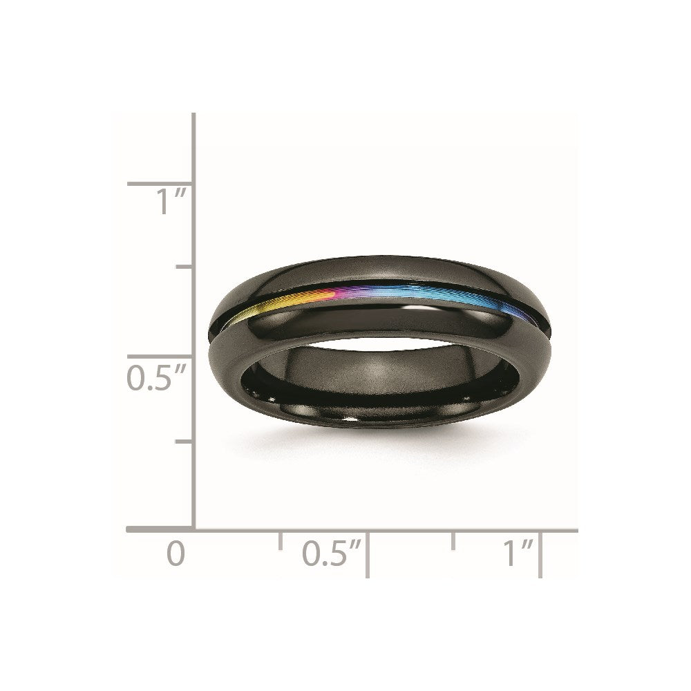 Titan Schwarz Ti Poliert Regenbogen Anodized 6mm Ring