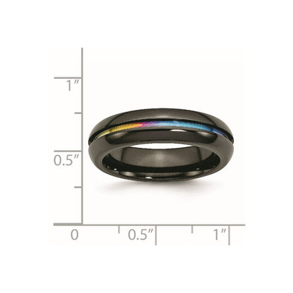 Titan Schwarz Ti Poliert Regenbogen Anodized 6mm Ring