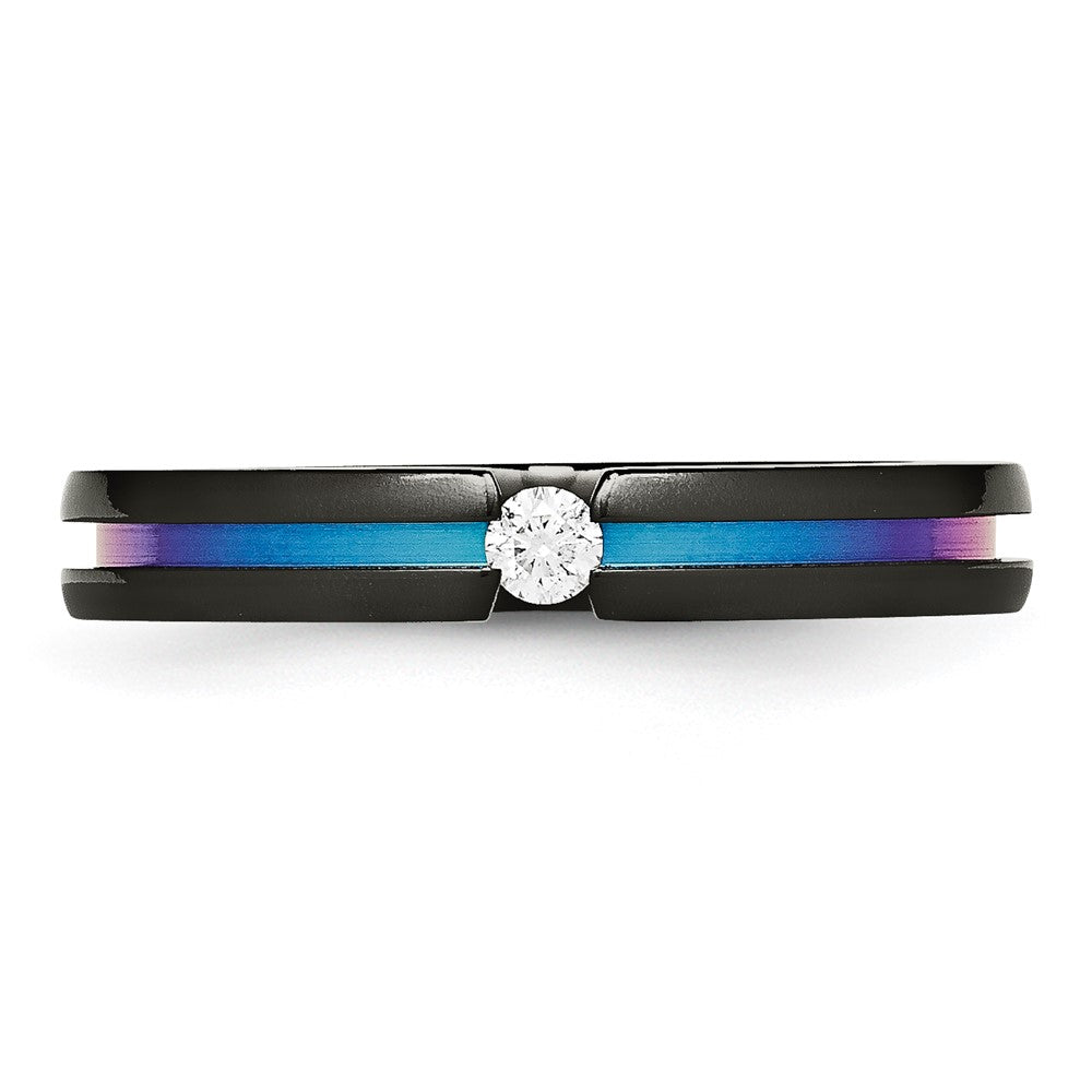 Titan Schwarz Ti Multi Colored Anodized 3mm.10ct Diamant. 4mm Ring