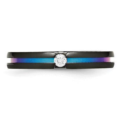 Titan Schwarz Ti Multi Colored Anodized 3mm.10ct Diamant. 4mm Ring