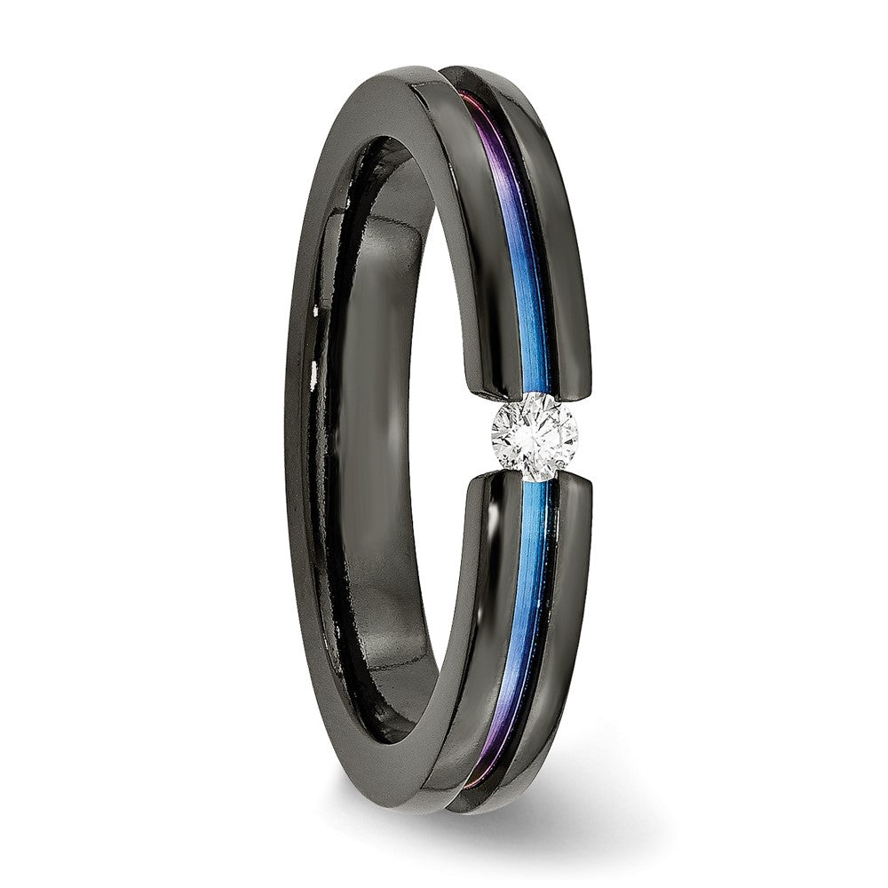 Titan Schwarz Ti Multi Colored Anodized 3mm.10ct Diamant. 4mm Ring