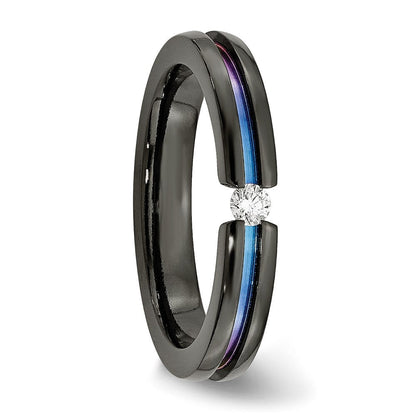 Titan Schwarz Ti Multi Colored Anodized 3mm.10ct Diamant. 4mm Ring