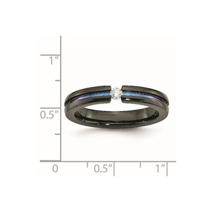 Titan Schwarz Ti Multi Colored Anodized 3mm.10ct Diamant. 4mm Ring