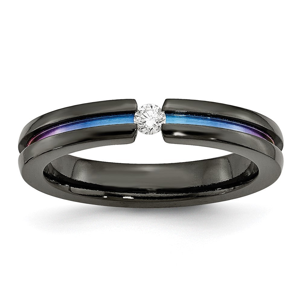Titan Schwarz Ti Multi Colored Anodized 3mm.10ct Diamant. 4mm Ring