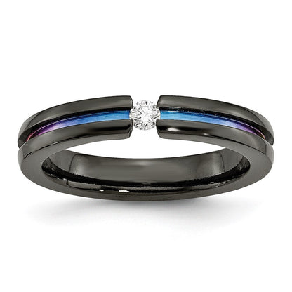 Titan Schwarz Ti Multi Colored Anodized 3mm.10ct Diamant. 4mm Ring