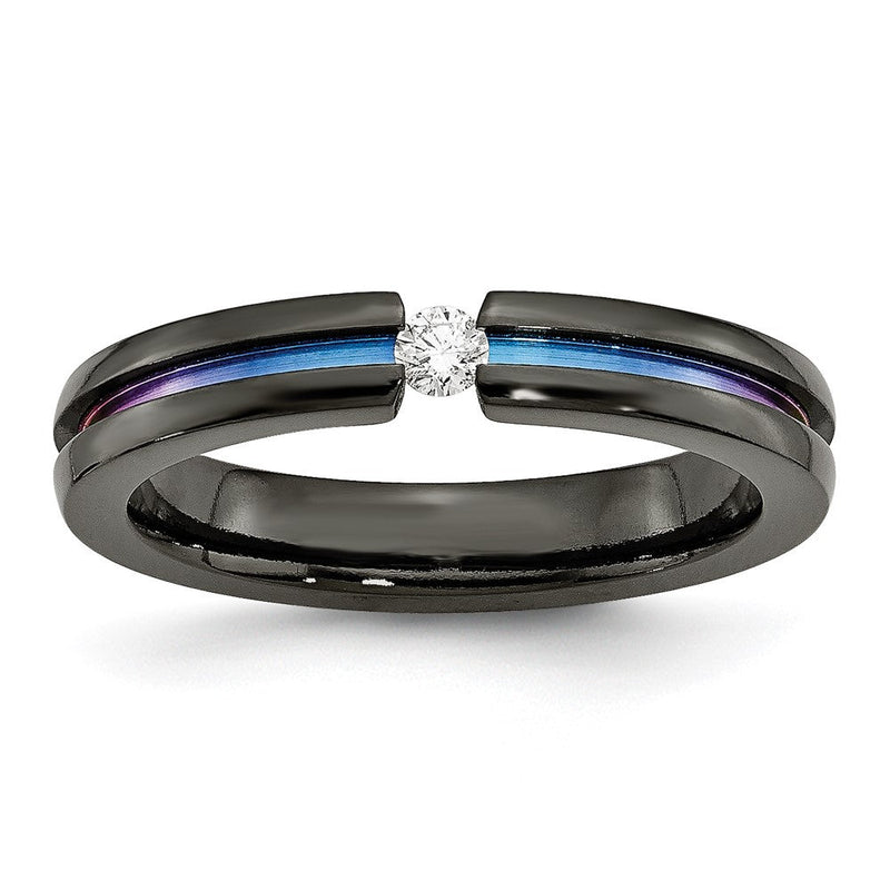 Titan Schwarz Ti Multi Colored Anodized 3mm.10ct Diamant. 4mm Ring