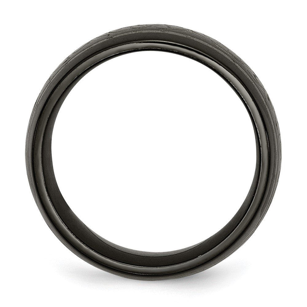 Titan Schwarz Ti Gewölbt Lasered Muster 10mm Ring