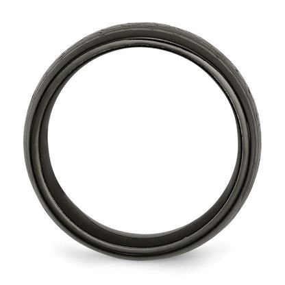 Titan Schwarz Ti Gewölbt Lasered Muster 10mm Ring