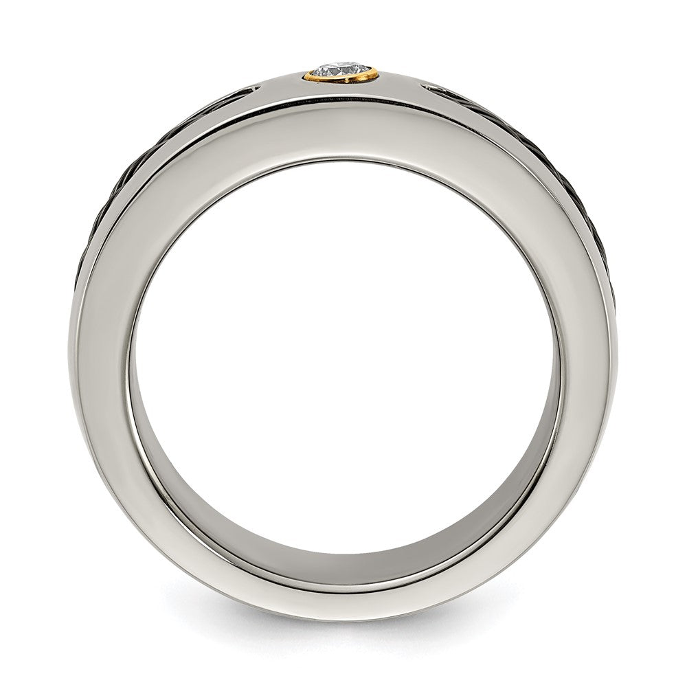 Titan Schwarz Nitinol Ankerkette/18K Zargenfassung Set.10ct. Diamant 7mm Ring (size 8 Nur)