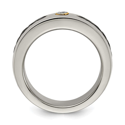 Titan Schwarz Nitinol Ankerkette/18K Zargenfassung Set.10ct. Diamant 7mm Ring (size 8 Nur)