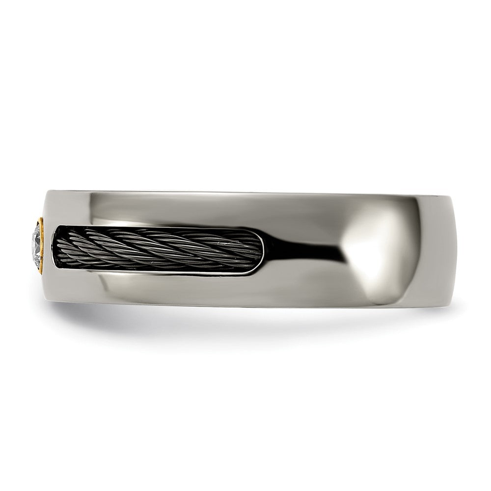 Titan Schwarz Nitinol Ankerkette/18K Zargenfassung Set.10ct. Diamant 7mm Ring (size 8 Nur)