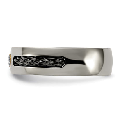 Titan Schwarz Nitinol Ankerkette/18K Zargenfassung Set.10ct. Diamant 7mm Ring (size 8 Nur)