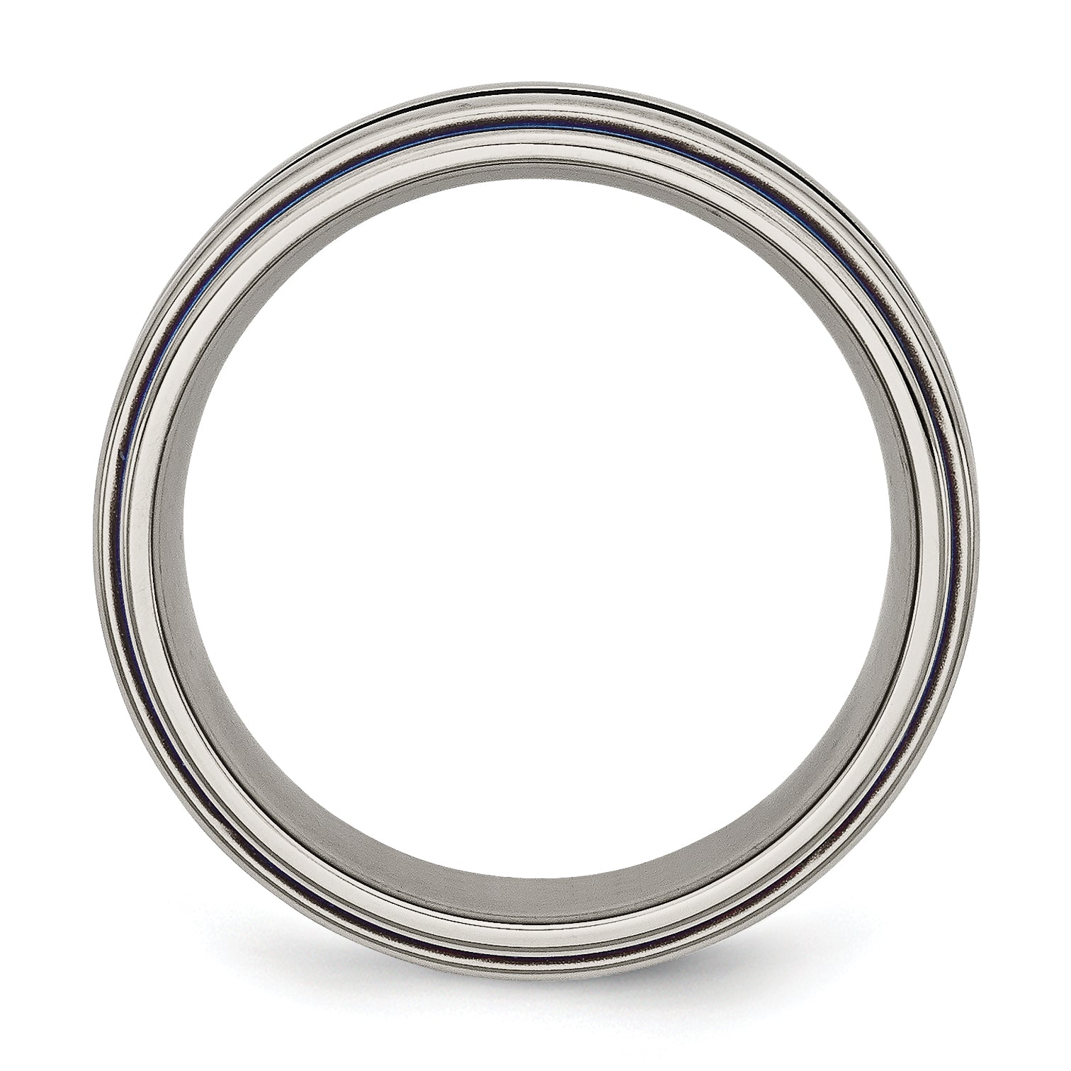 Titan mit Blau Dreifach Groove 8mm Poliert Ring