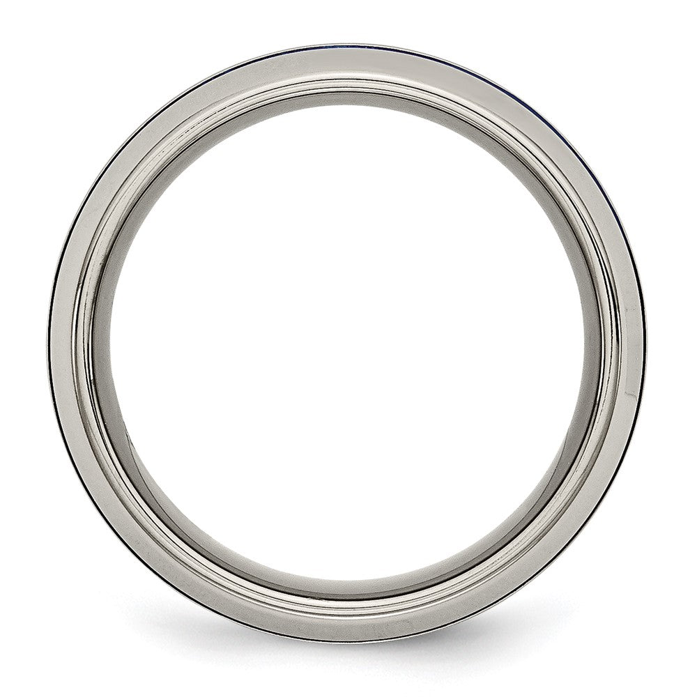 Titan Poliert Blau Ip 8.5mm Dreifach Gerillt Abgeschrägt Kante Ring