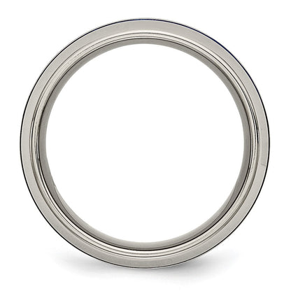 Titan Poliert Blau Ip 8.5mm Dreifach Gerillt Abgeschrägt Kante Ring