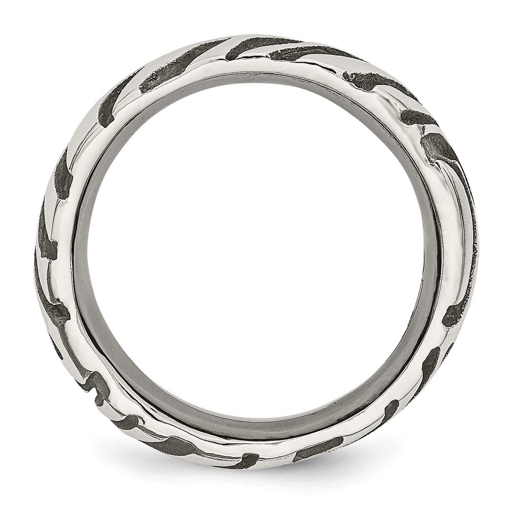 Titan Grau Safari Geätzt und Gewölbt 7.0mm Ring