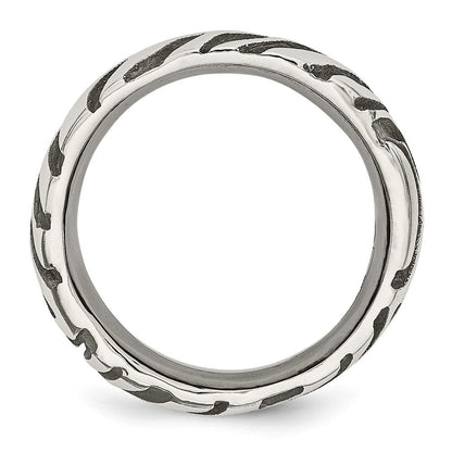 Titan Grau Safari Geätzt und Gewölbt 7.0mm Ring
