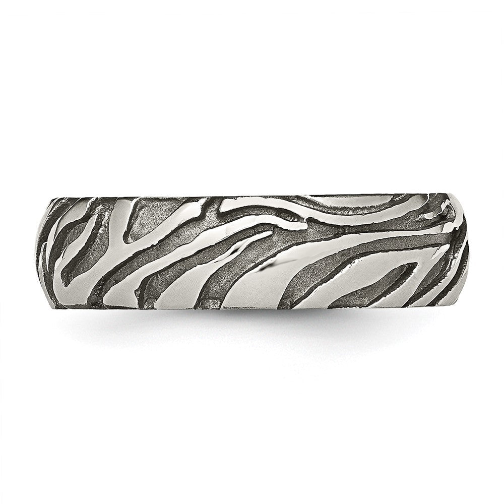 Titan Grau Safari Geätzt und Gewölbt 7.0mm Ring
