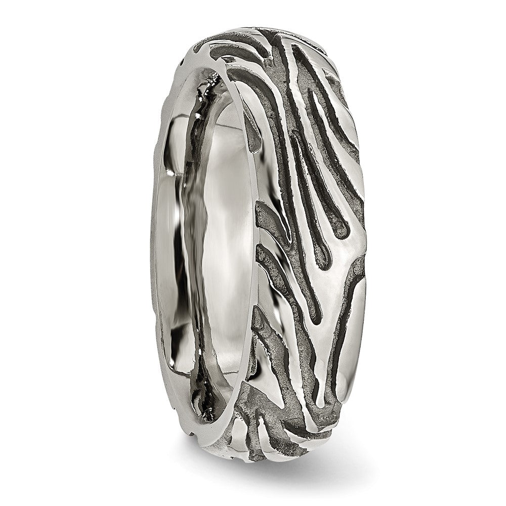 Titan Grau Safari Geätzt und Gewölbt 7.0mm Ring