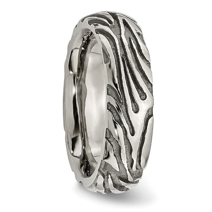 Titan Grau Safari Geätzt und Gewölbt 7.0mm Ring