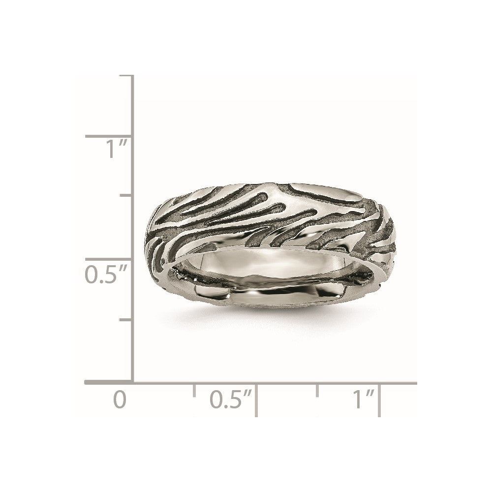 Titan Grau Safari Geätzt und Gewölbt 7.0mm Ring