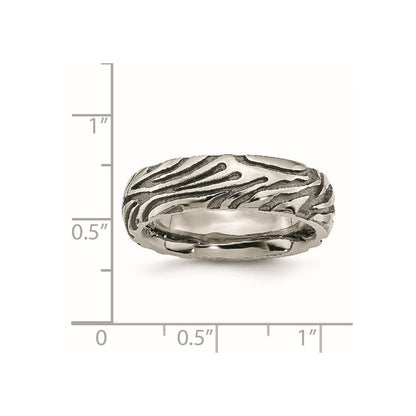 Titan Grau Safari Geätzt und Gewölbt 7.0mm Ring